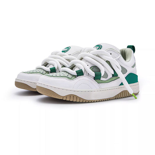 Women’s Retro Green Sneakers – Chunky Colorblock Casual Shoes