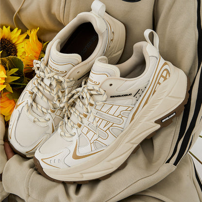 Unisex Chunky Trail Sneakers – Cream Beige Thick Sole Running Shoes