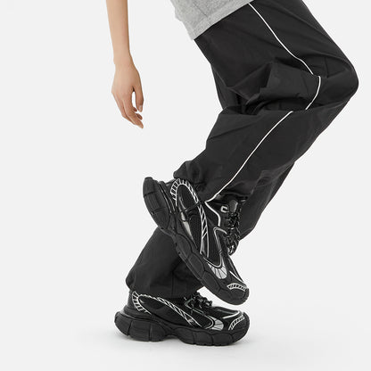 Unisex Reflective Chunky Sneakers – 5cm Height Increase Couple Running Shoes