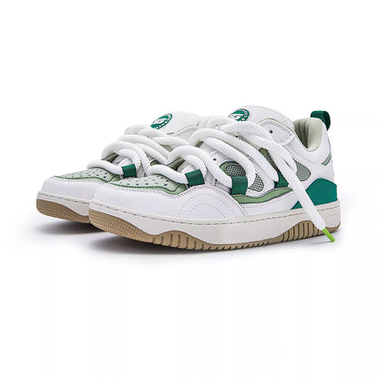 Women’s Retro Green Sneakers – Chunky Colorblock Casual Shoes