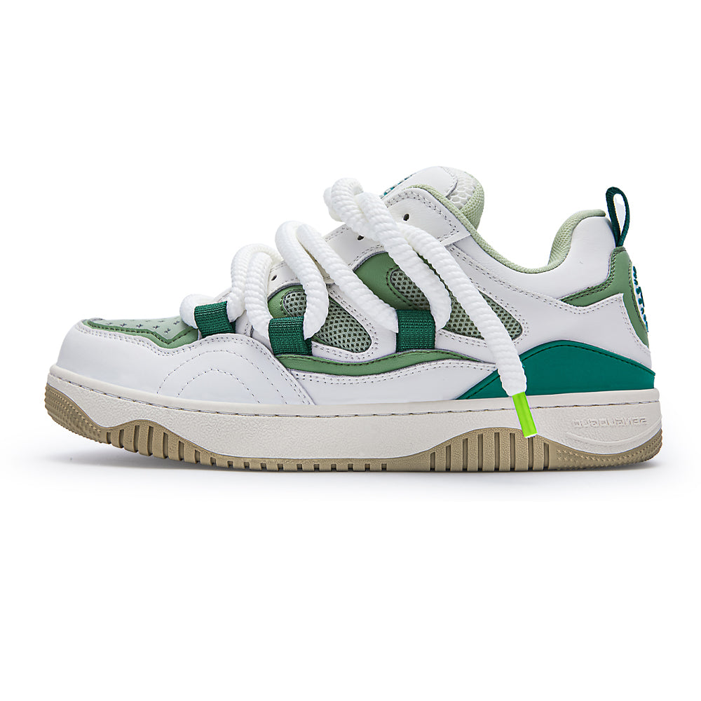 Women’s Retro Green Sneakers – Chunky Colorblock Casual Shoes