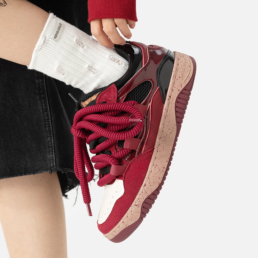 Women’s Streetwear Sneakers Chunky Sole Low-Top Shoes