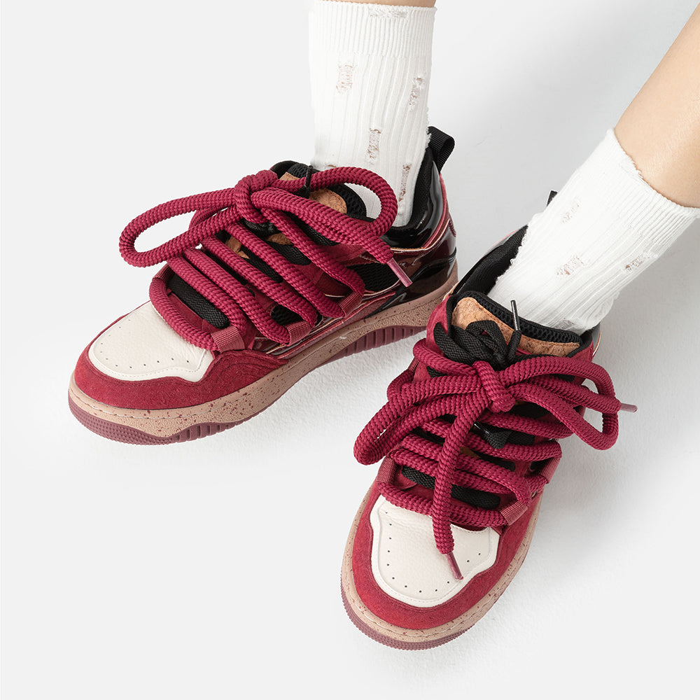 Women’s Streetwear Sneakers Chunky Sole Low-Top Shoes